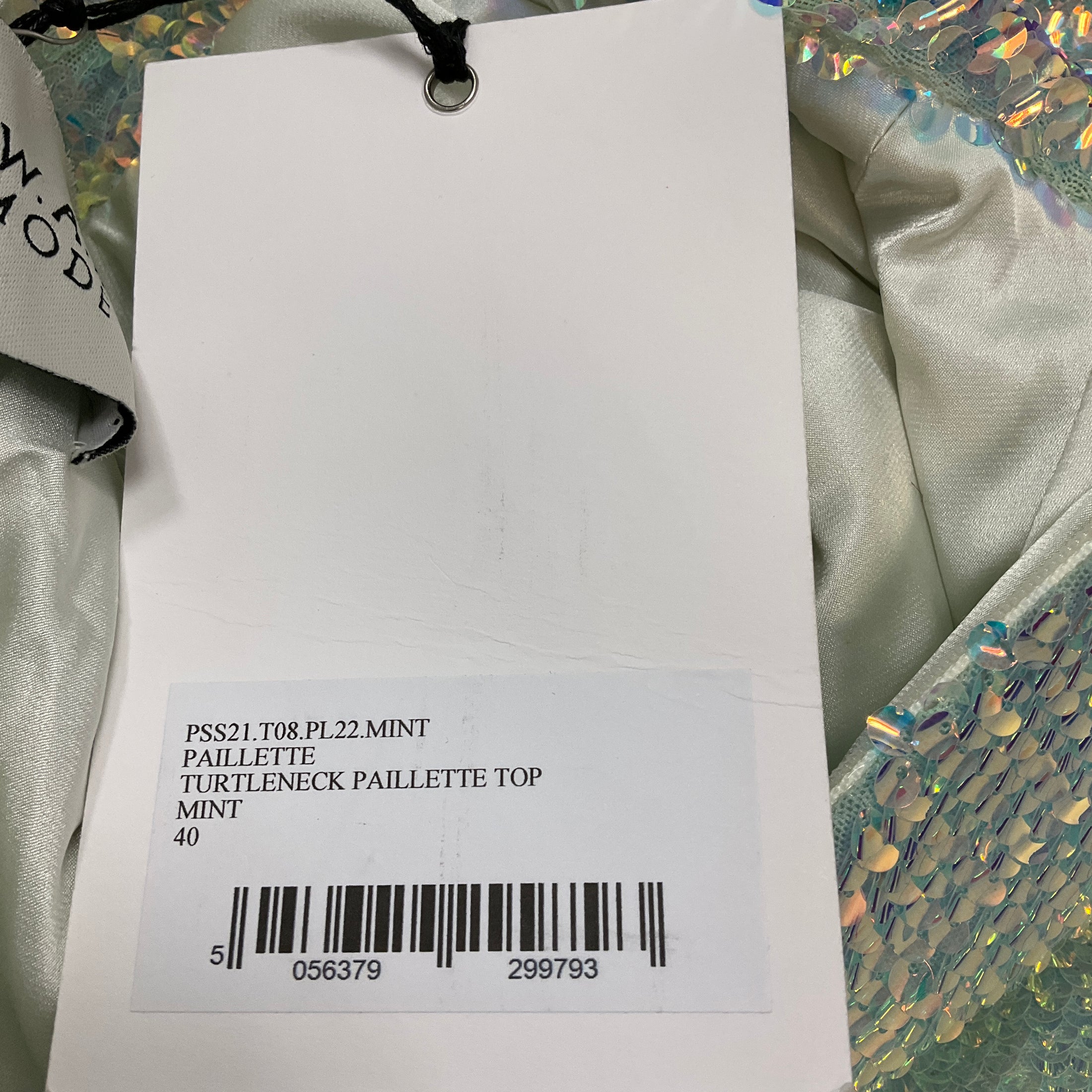A.W.A.K.E. MODE Mint Turtleneck Paillette Top