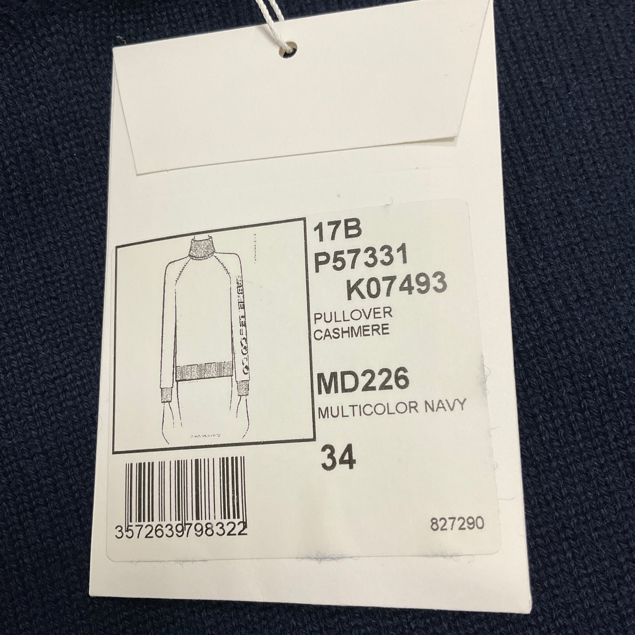 Chanel Navy Multi 2017 Gabrielle Coco Cashmere Knit Pullover Sweater