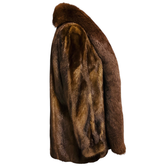 Chloe Vintage Brown Mink Fur and Fox Fur Coat with Open Front