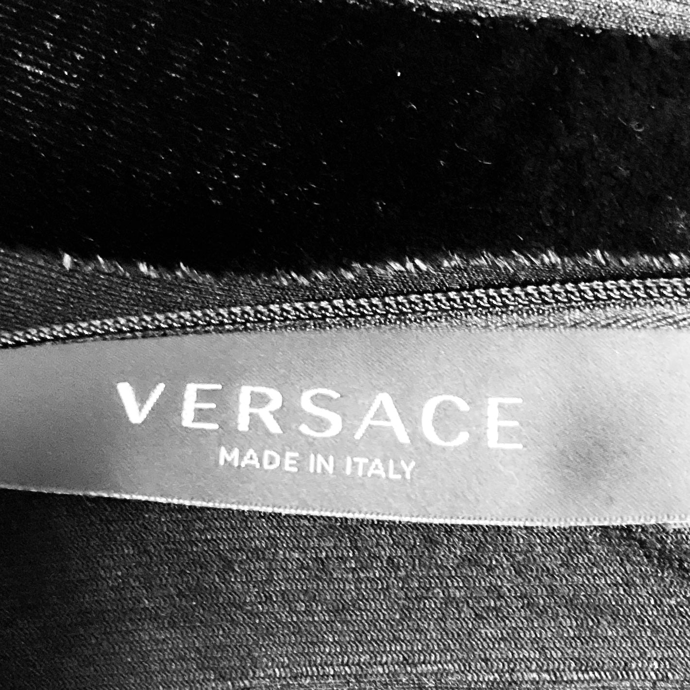 Versace Black Jersey Velour Jacquard Zebra Midi Dress