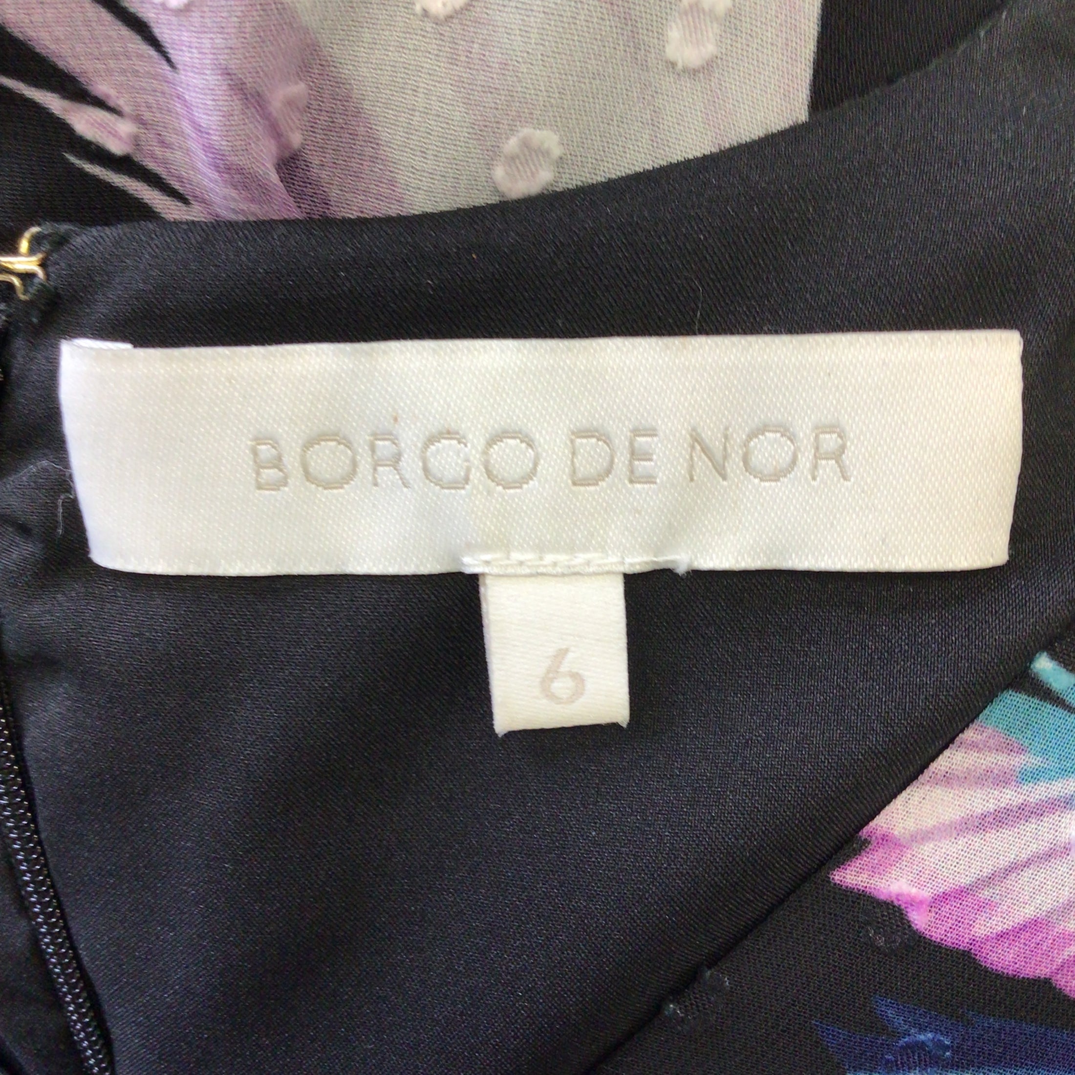 Borgo de Nor Black Multi Bird Print Long Sleeved Midi Dress