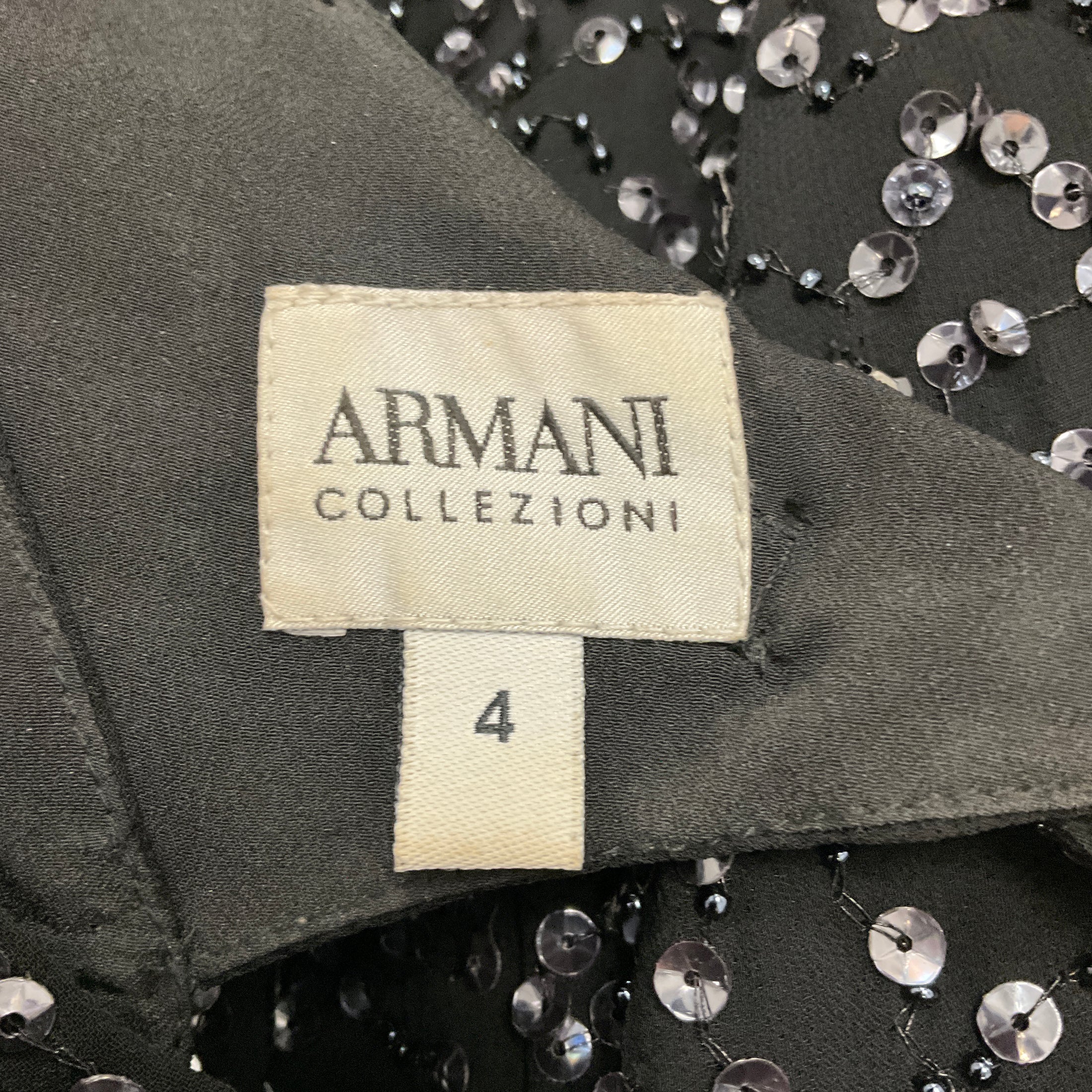 Armani Collezioni Black Embellished Cocktail Dress