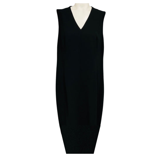 Akris Black Sleeveless V-Neck Wool Midi Dress