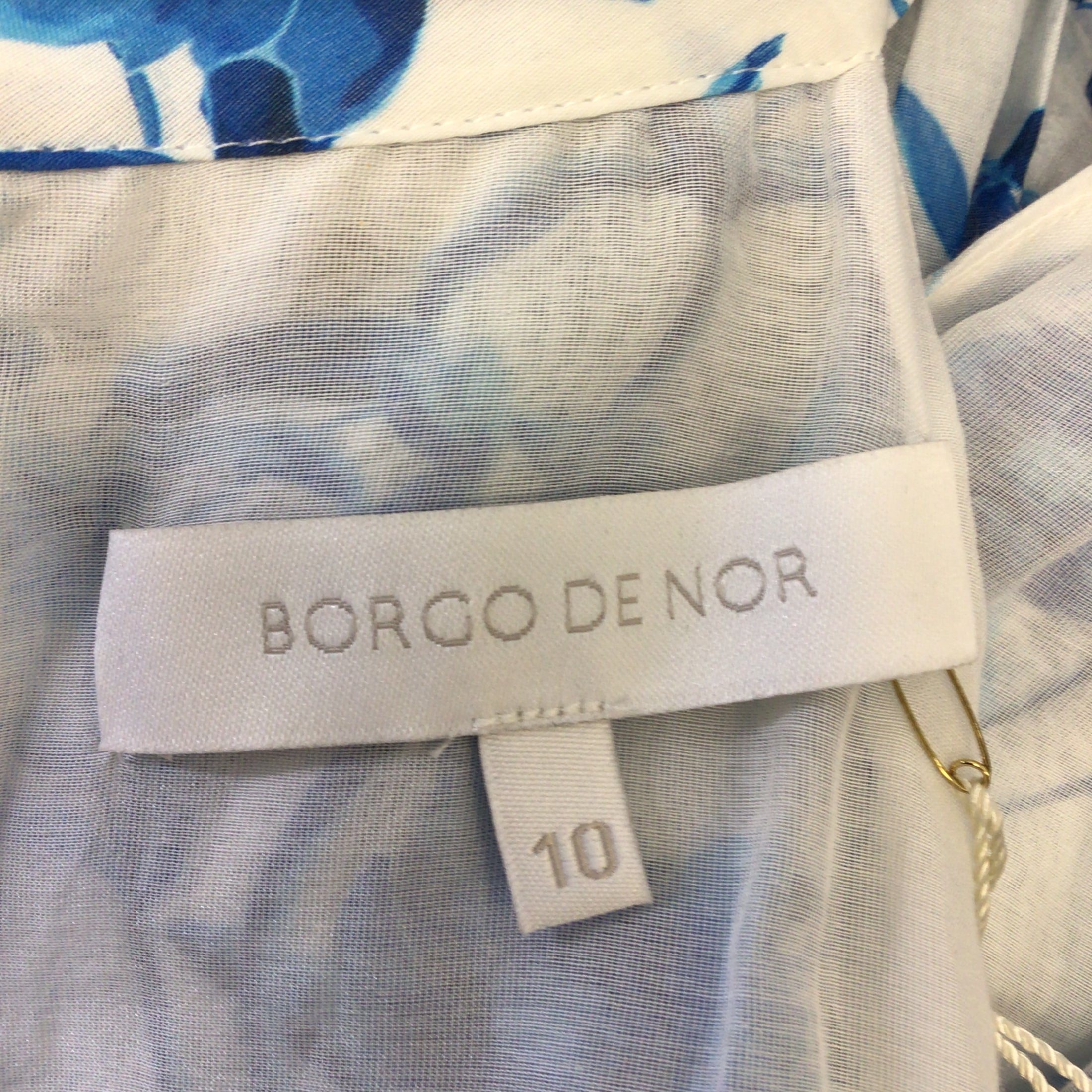 Borgo de Nor White / Blue Maggie Voile Tour de Jour Floral Printed Sleeveless Cotton Dress