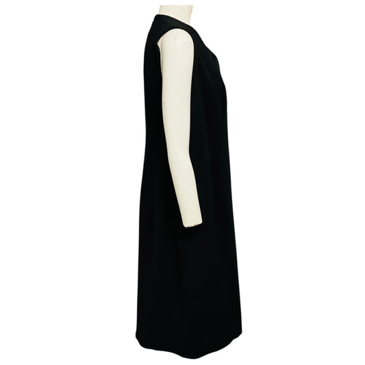 Akris Black Sleeveless V-Neck Wool Midi Dress