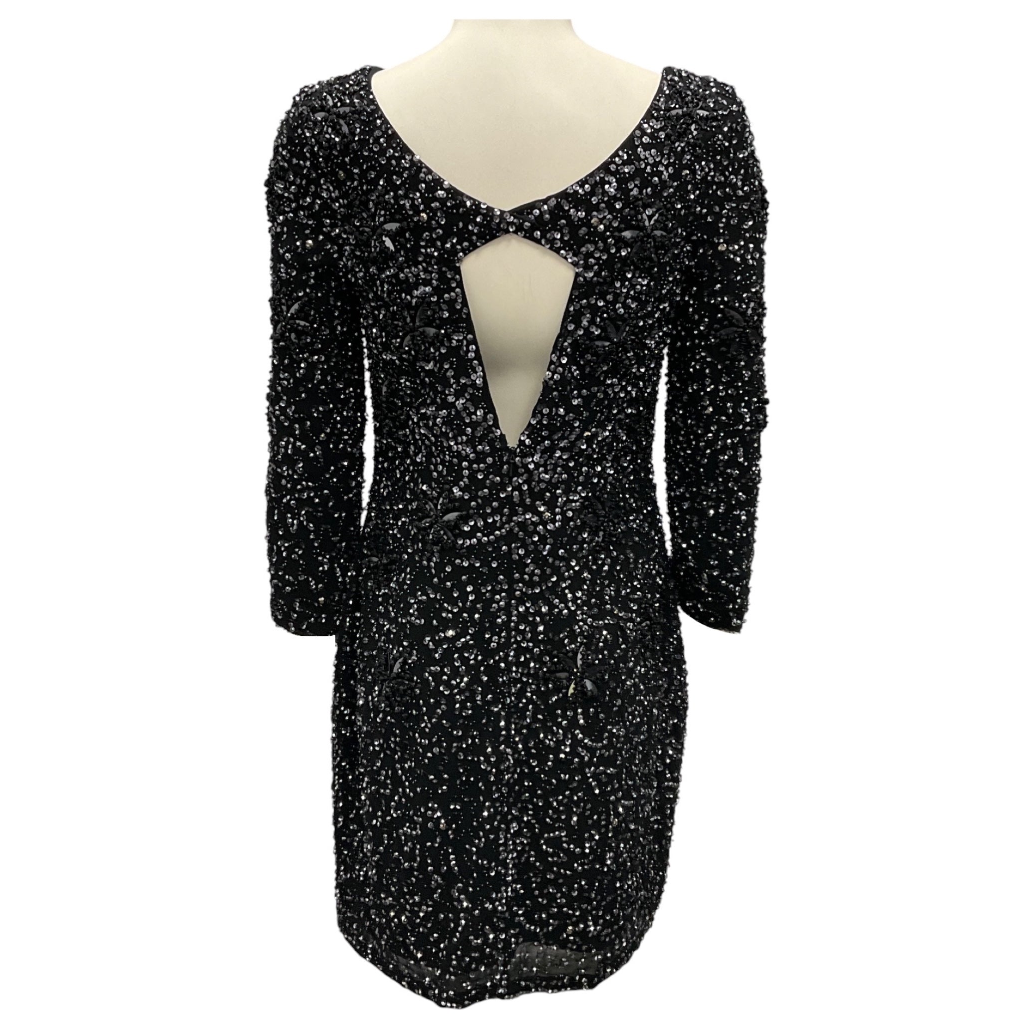Armani Collezioni Black Embellished Cocktail Dress