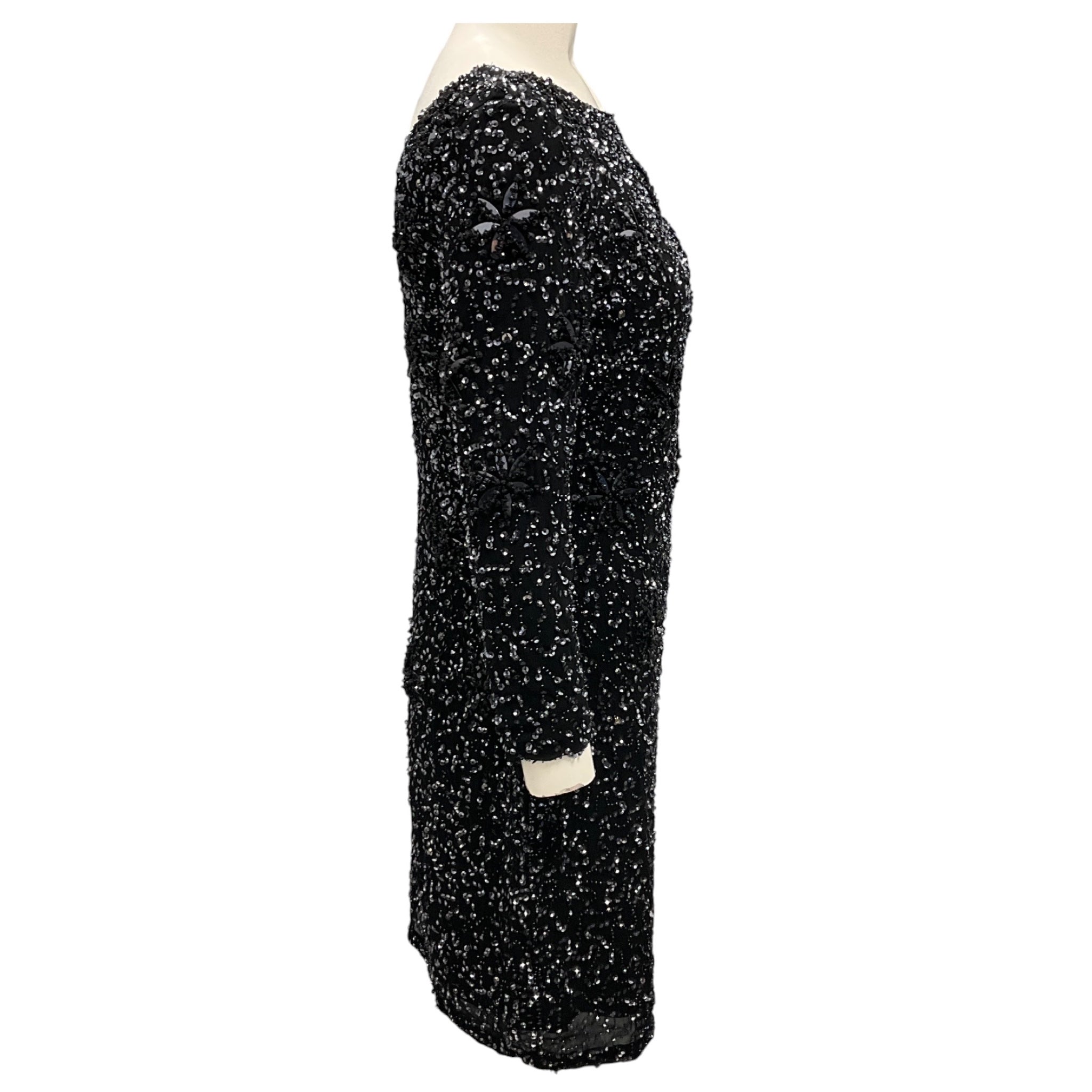 Armani Collezioni Black Embellished Cocktail Dress