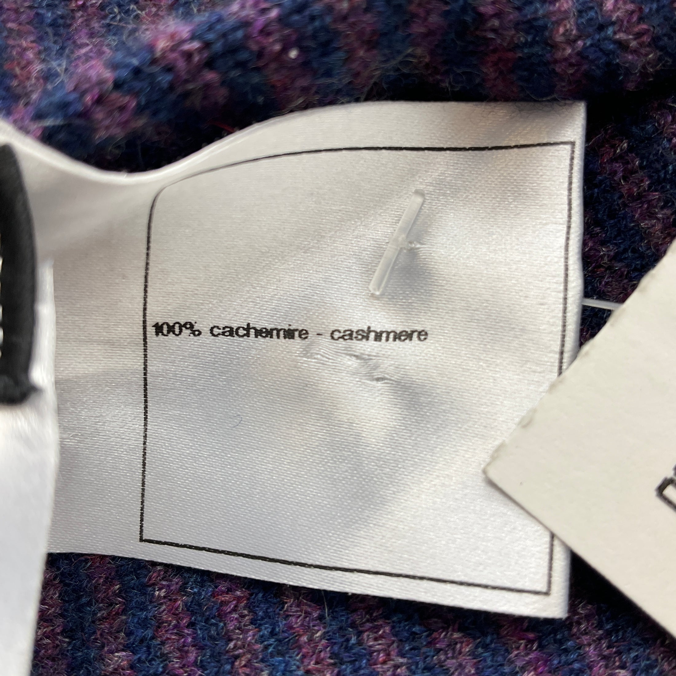 Chanel Blue / Purple 2008 Crystal CC Dot Pattern Fringe Cashmere Knit Scarf