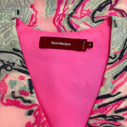 Sies Marjan Hot Pink Multi Lena Scribble V Neck Shift Dress