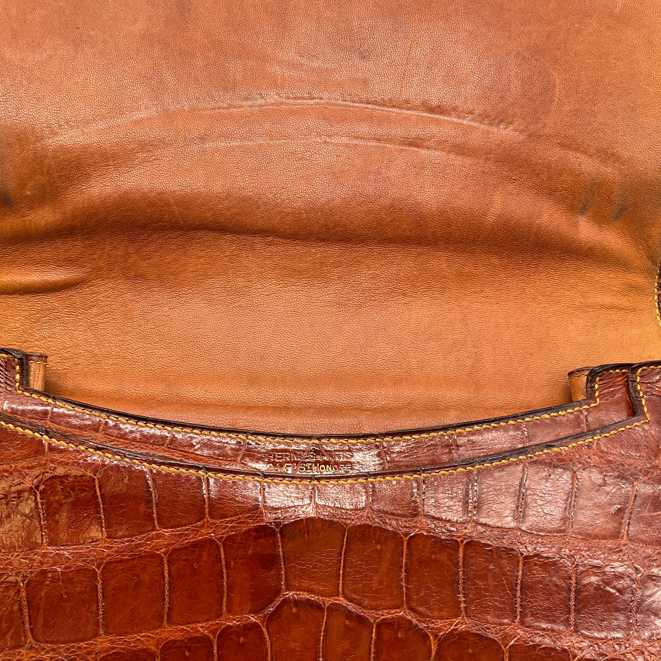 Hermes Vintage Light Brown Alligator Skin Leather 24 Faubourg Saint Honore Handbag