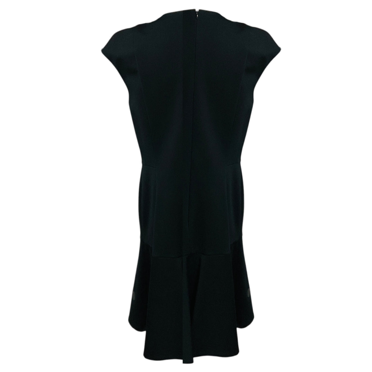 Akris Punto Black Mesh Tulle Dot Jersey Stretch Dress with Flared Hem
