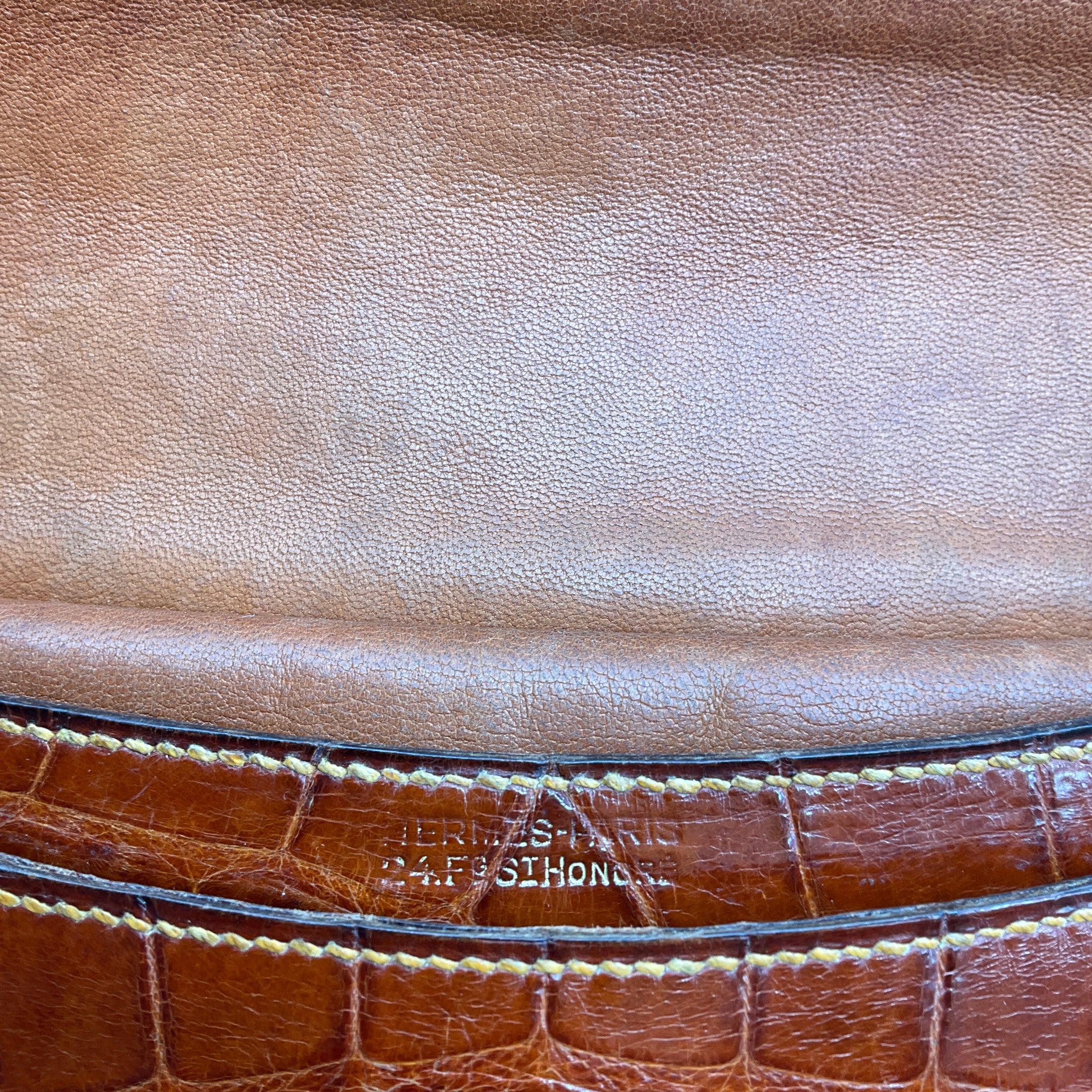 Hermes Vintage Light Brown Alligator Skin Leather 24 Faubourg Saint Honore Handbag