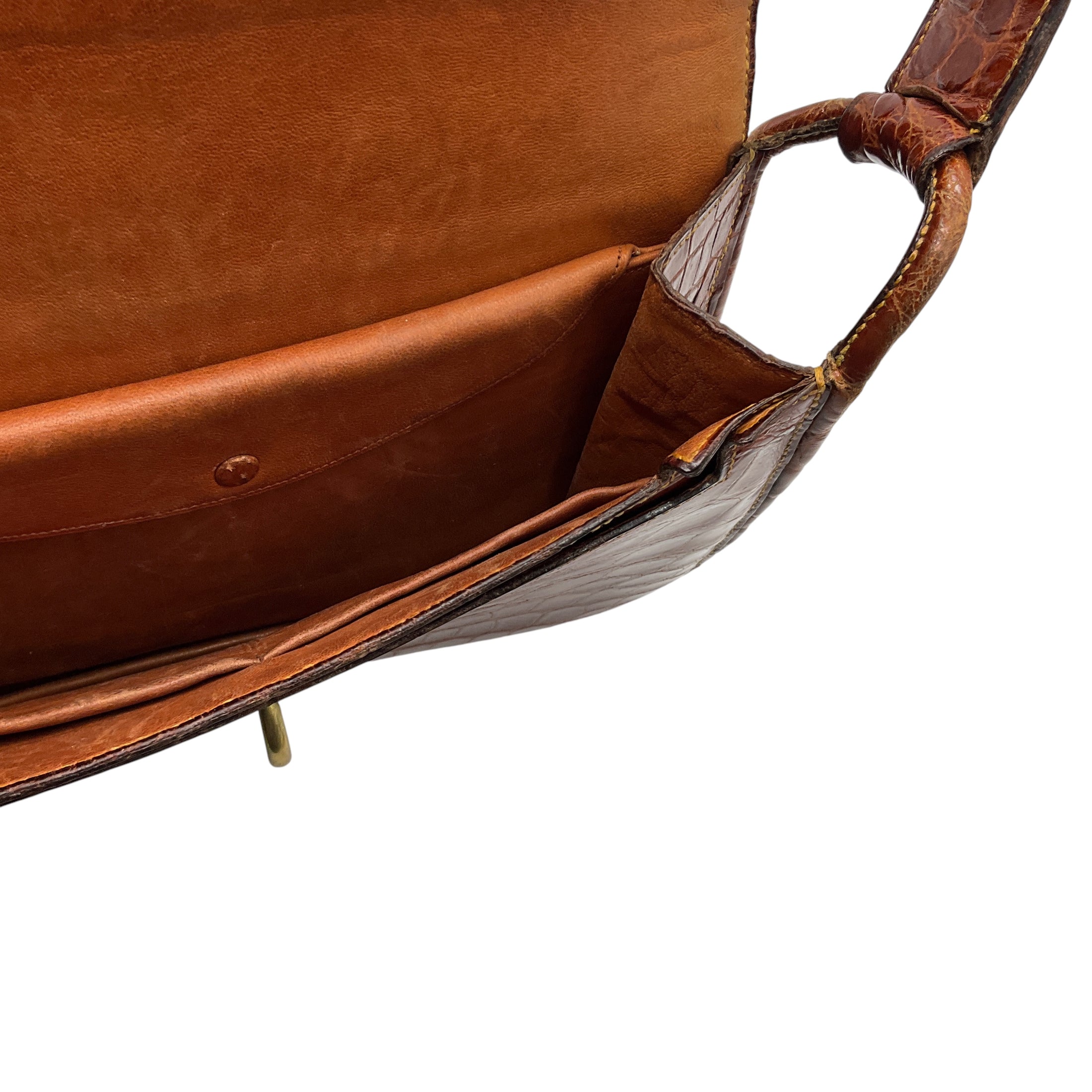 Hermes Vintage Light Brown Alligator Skin Leather 24 Faubourg Saint Honore Handbag