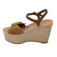 Load image into Gallery viewer, Valentino Ochre Brown Suede Calfskin Tropical Bow Espadrille Platform Wedge Sandals
