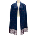 Load image into Gallery viewer, Chanel Blue / Purple 2008 Crystal CC Dot Pattern Fringe Cashmere Knit Scarf
