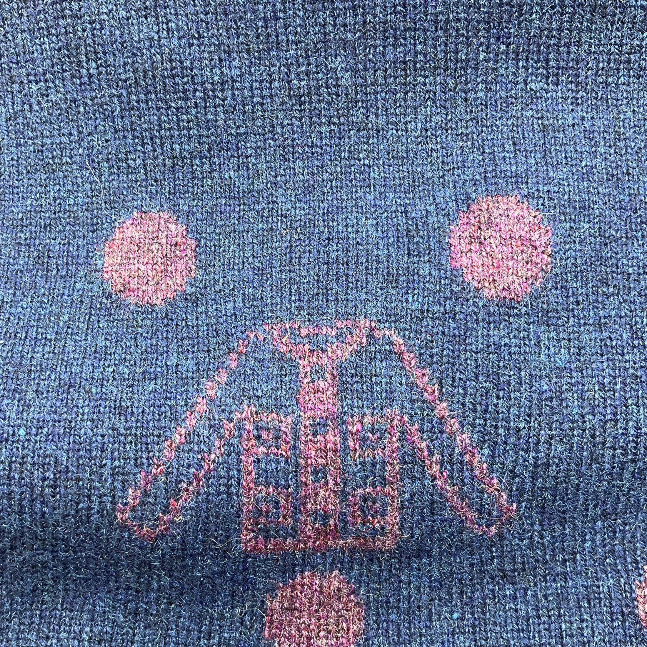 Chanel Blue / Purple 2008 Crystal CC Dot Pattern Fringe Cashmere Knit Scarf