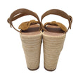 Load image into Gallery viewer, Valentino Ochre Brown Suede Calfskin Tropical Bow Espadrille Platform Wedge Sandals
