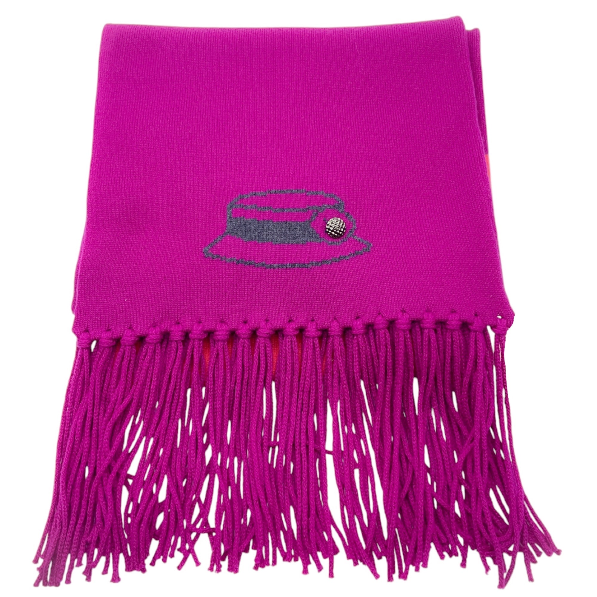Chanel Magenta / Pink 2009 Fringed Cashmere Knit Scarf