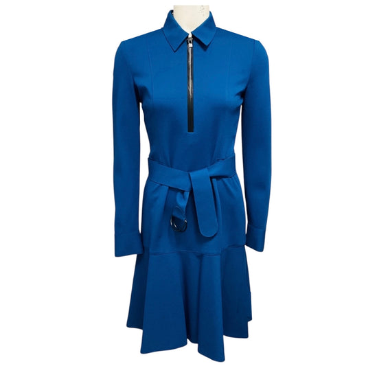 Akris Punto Ink Blue Long Sleeved Viscose Stretch Dress with Belt