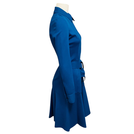 Akris Punto Ink Blue Long Sleeved Viscose Stretch Dress with Belt