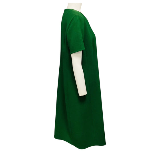 Akris Green Short Sleeved Wool Gauze Sheath Midi Dress