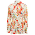 Load image into Gallery viewer, Etro White / Coral Multi Paisley Printed Button Front Cotton Stretch Blouse
