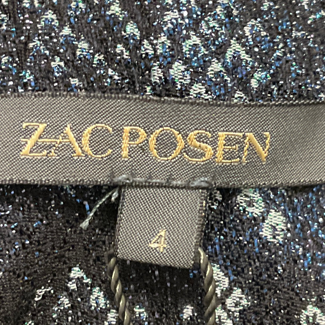 Zac Posen Ocean Blue Python Metallic Jacquard Cocktail Midi Dress