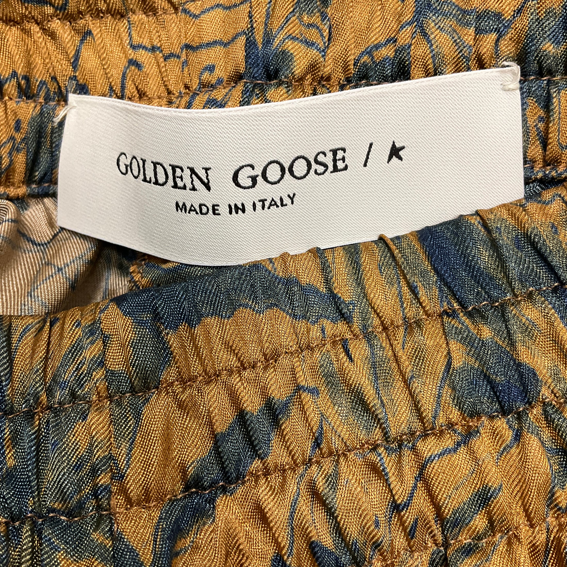 Golden Goose Golden Brown 2022 Notebook Print Satin Trousers