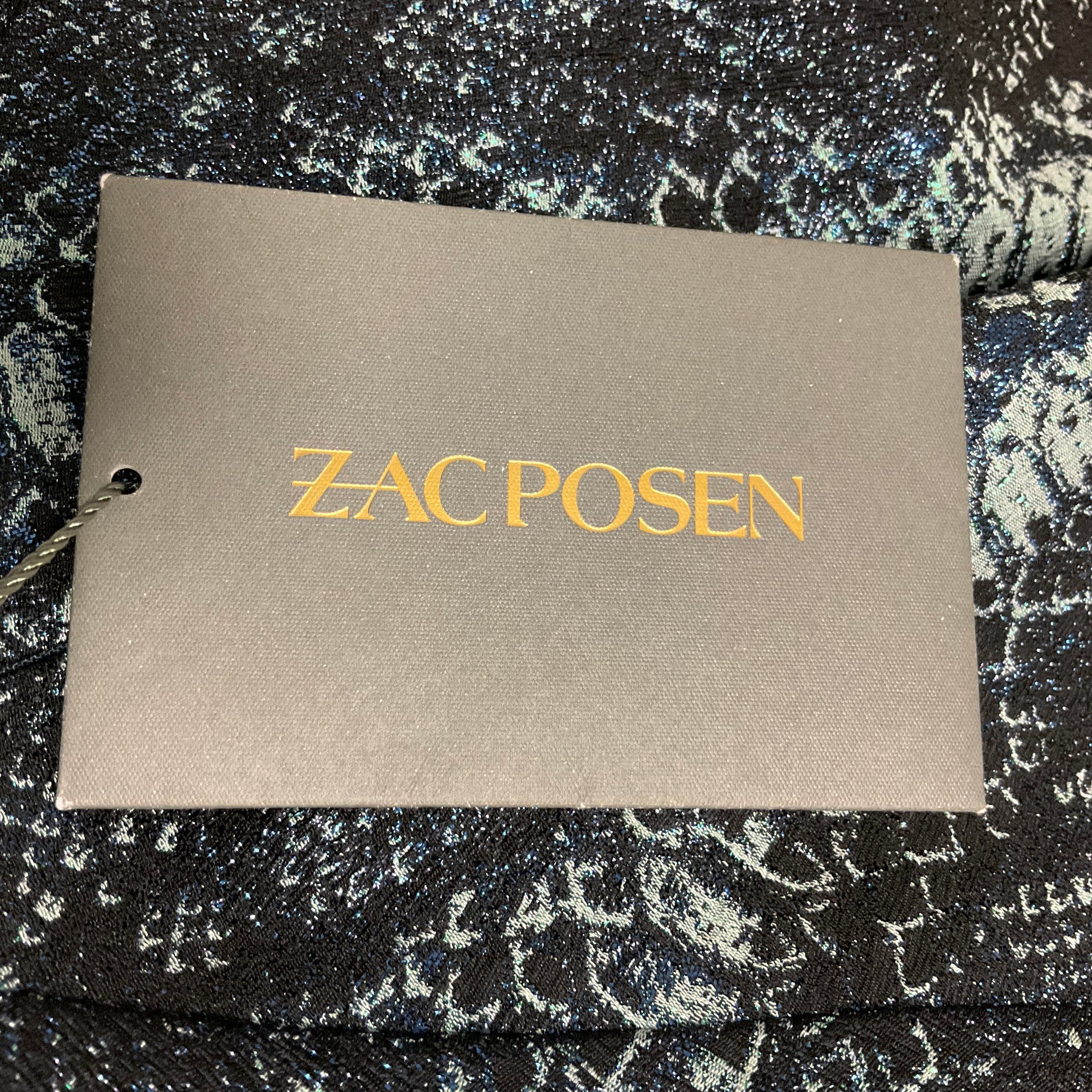 Zac Posen Ocean Blue Python Metallic Jacquard Cocktail Midi Dress