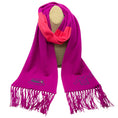 Load image into Gallery viewer, Chanel Magenta / Pink 2009 Fringed Cashmere Knit Scarf
