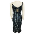 Load image into Gallery viewer, Zac Posen Ocean Blue Python Metallic Jacquard Cocktail Midi Dress
