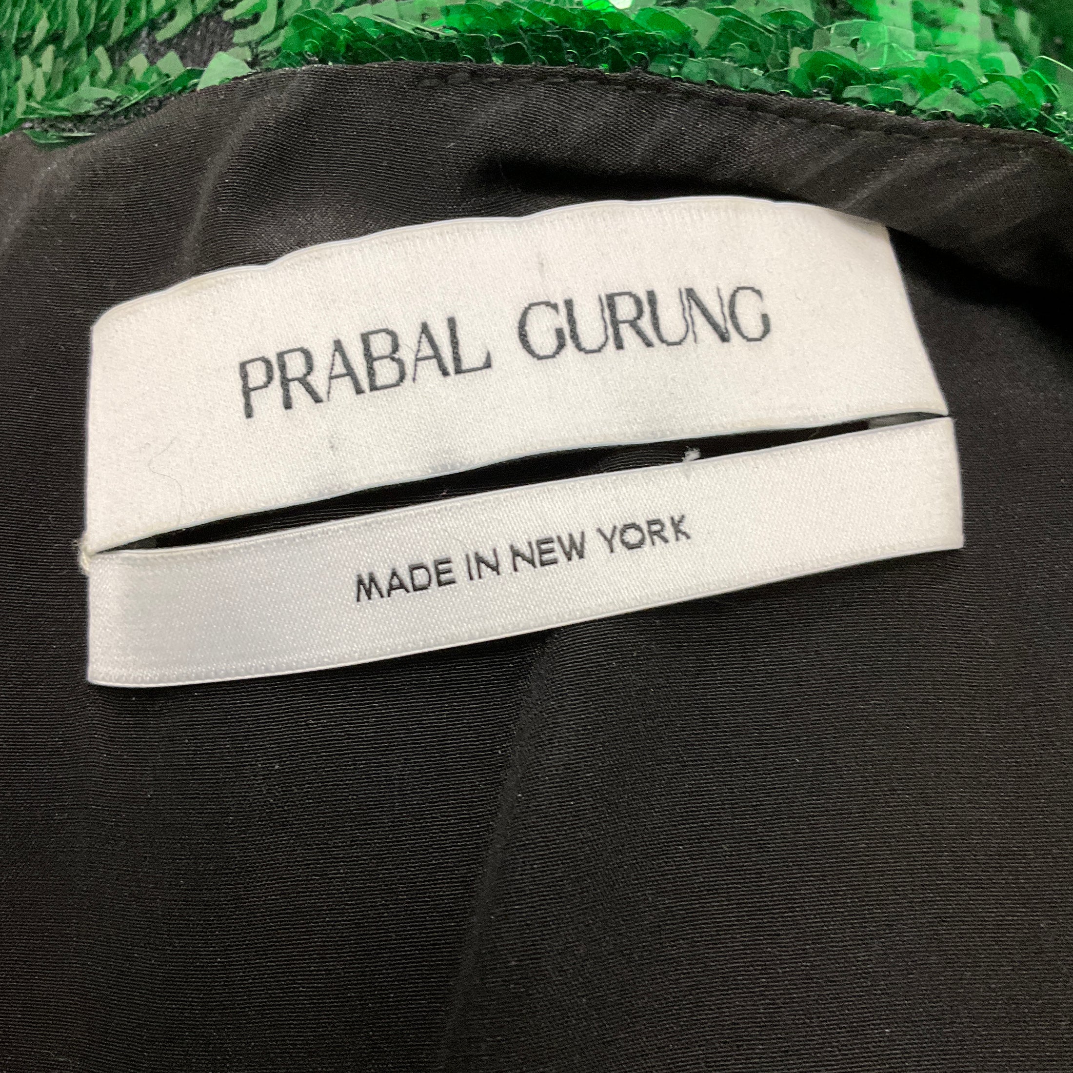 Prabal Gurung Green Sequined Sleeveless Cocktail Dress