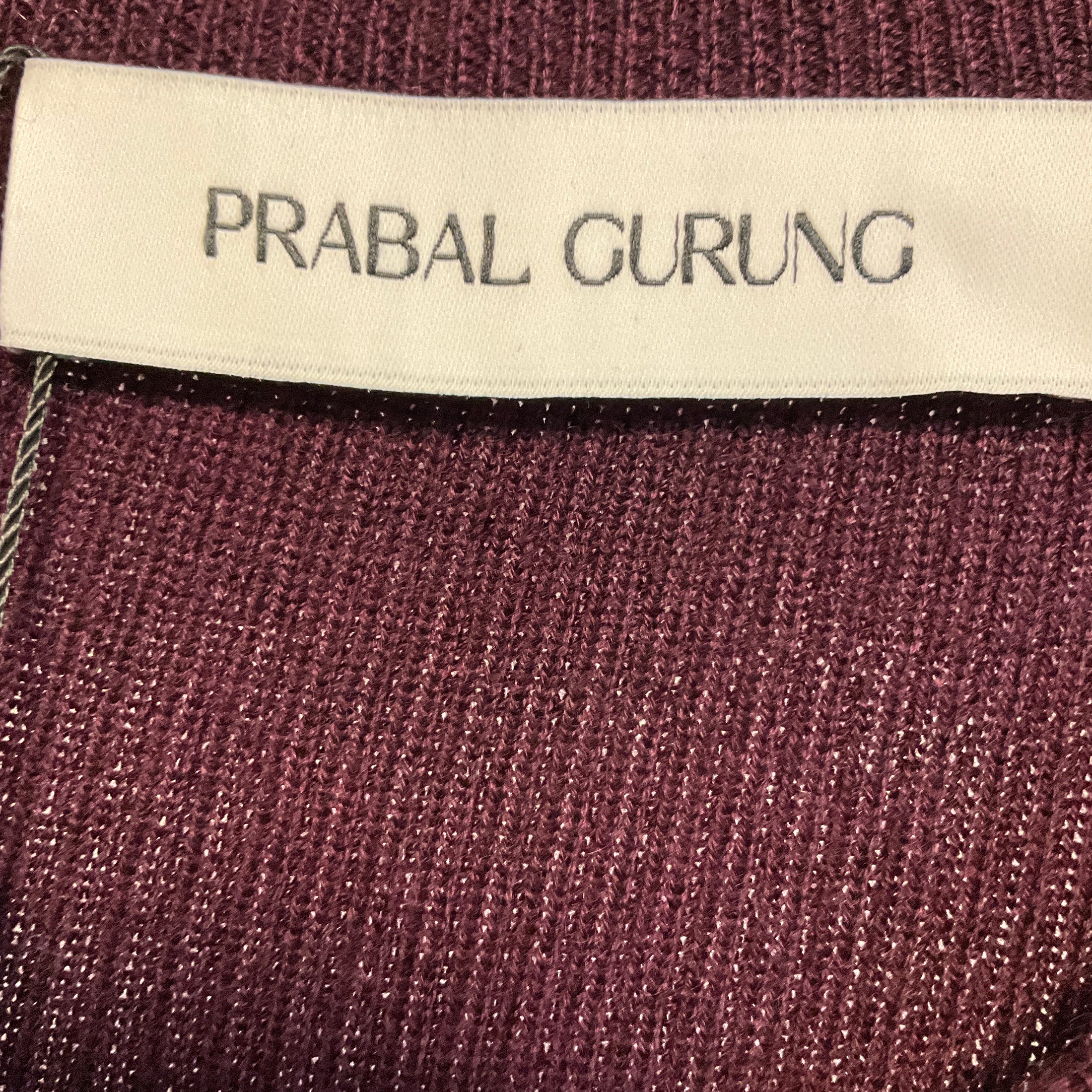 Prabal Gurung Grape Wine / Gunmetal Embroidered Sleeveless Knit Midi Dress