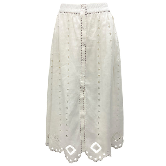 Vita Kin White Linen Eyelet Midi Skirt