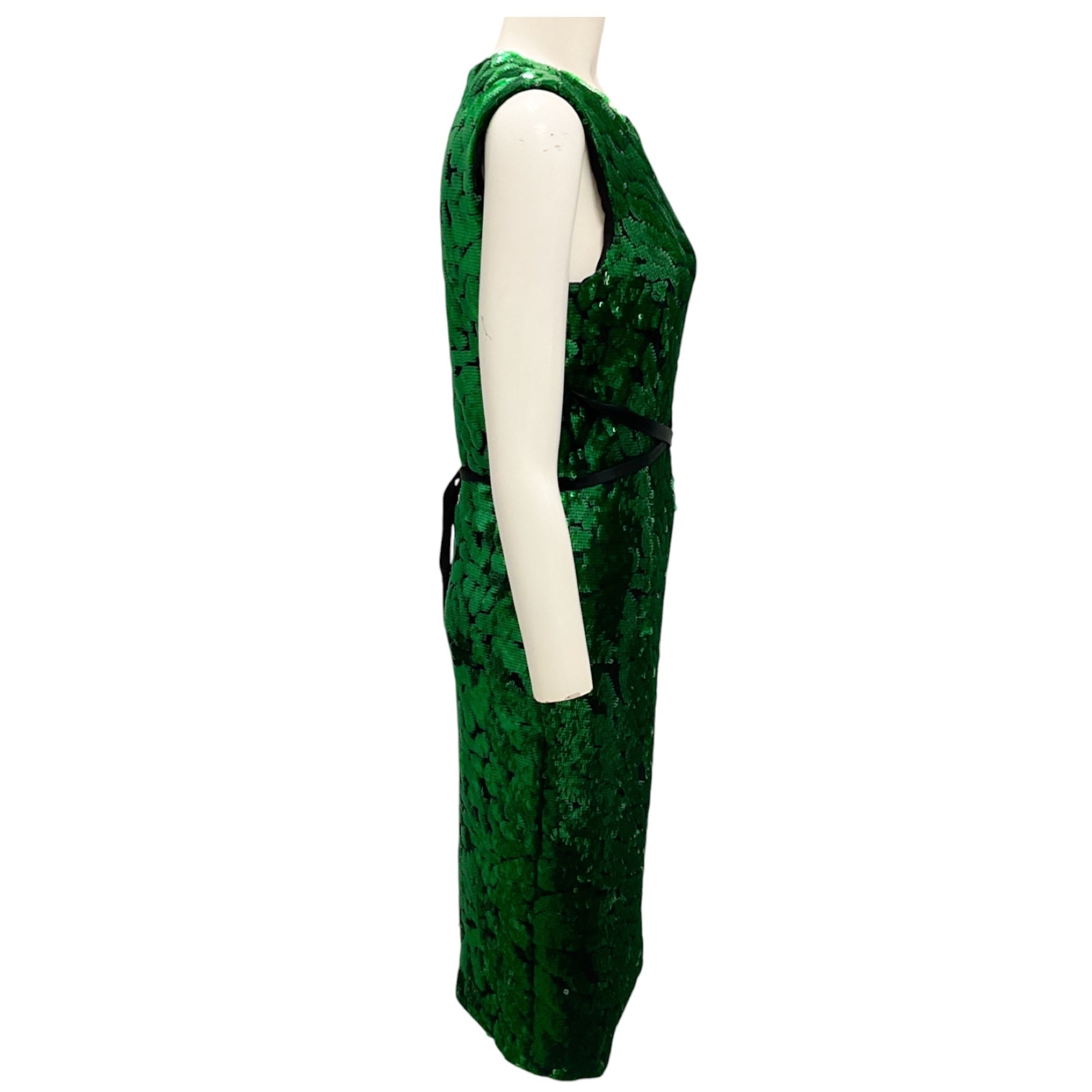 Prabal Gurung Green Sequined Sleeveless Cocktail Dress