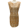 Load image into Gallery viewer, Alice + Olivia Gold Metallic Sequin Keyhole Mini Dress
