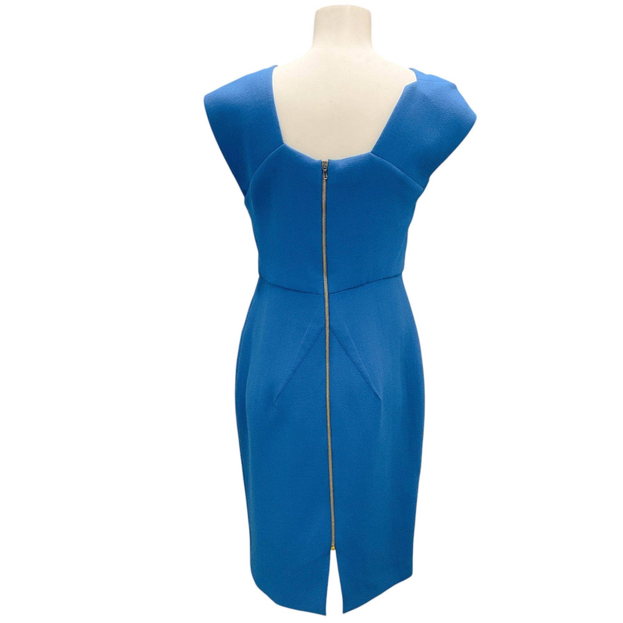 Roland Mouret Bright Blue Geometric Cut-Out Wool Crepe Dress