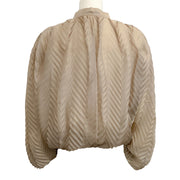 Krizia Beige Vintage Silk Pleated Bomber Jacket