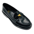 Load image into Gallery viewer, Valentino Black / Gold Roman Stud Leather Loafers
