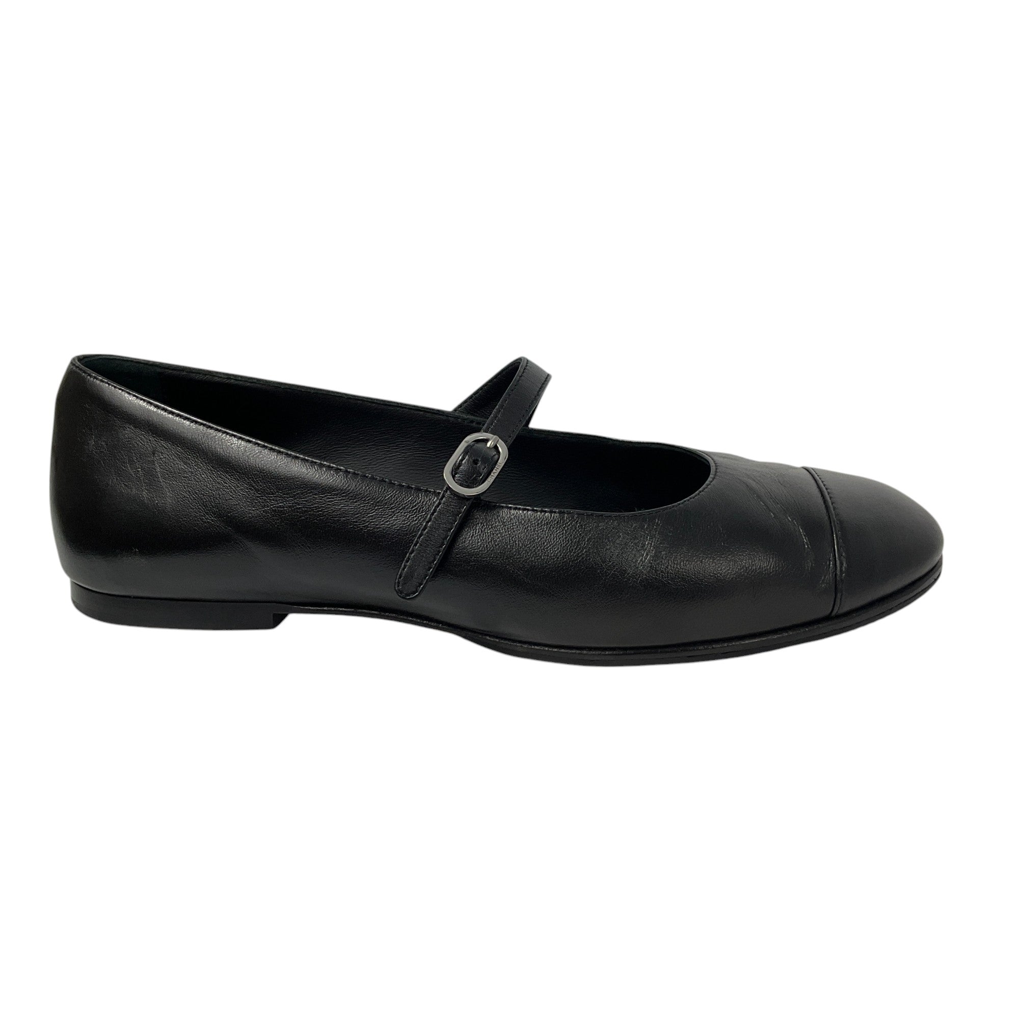 Chanel Black Lambskin Leather Mary Jane Ballet Flats