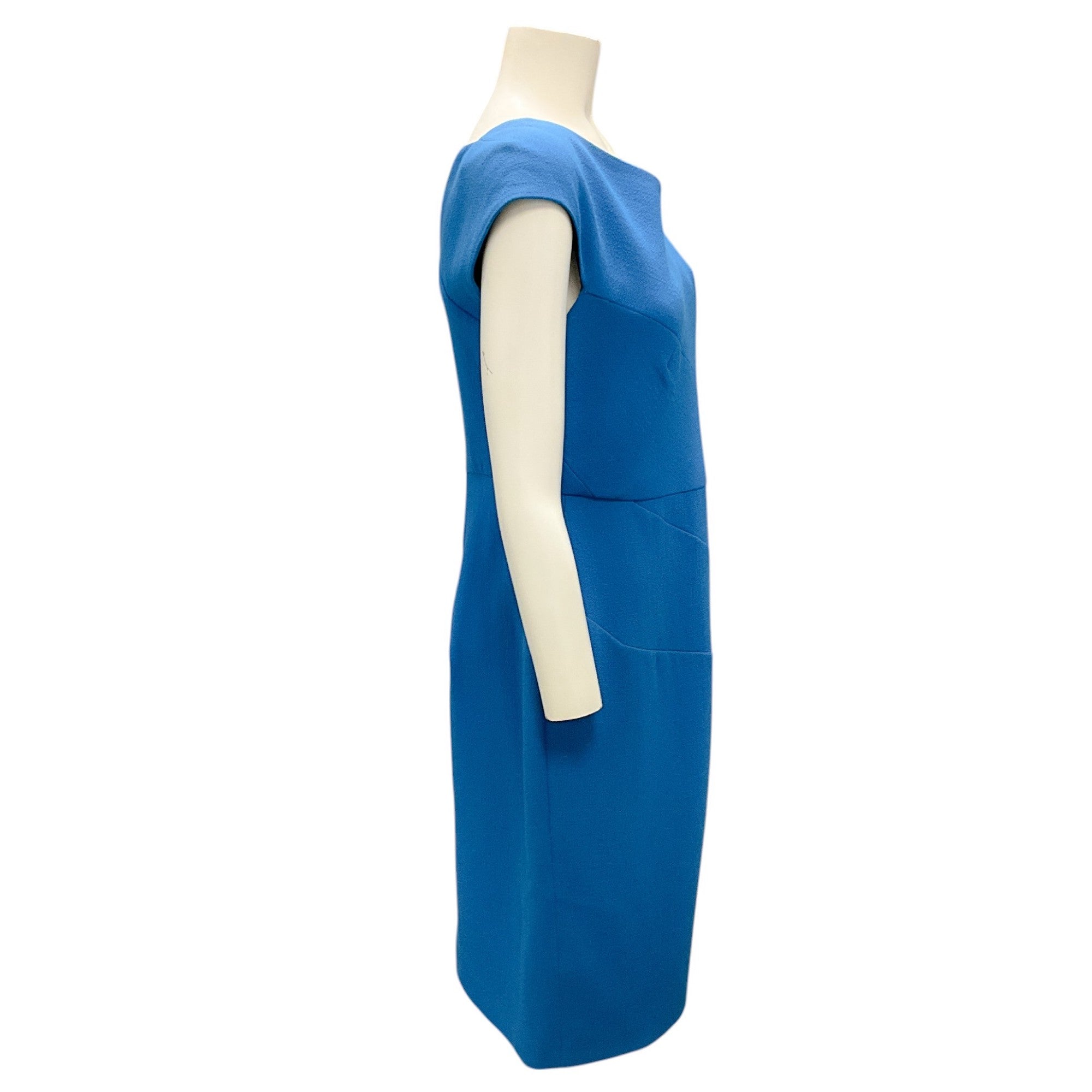 Roland Mouret Bright Blue Geometric Cut-Out Wool Crepe Dress