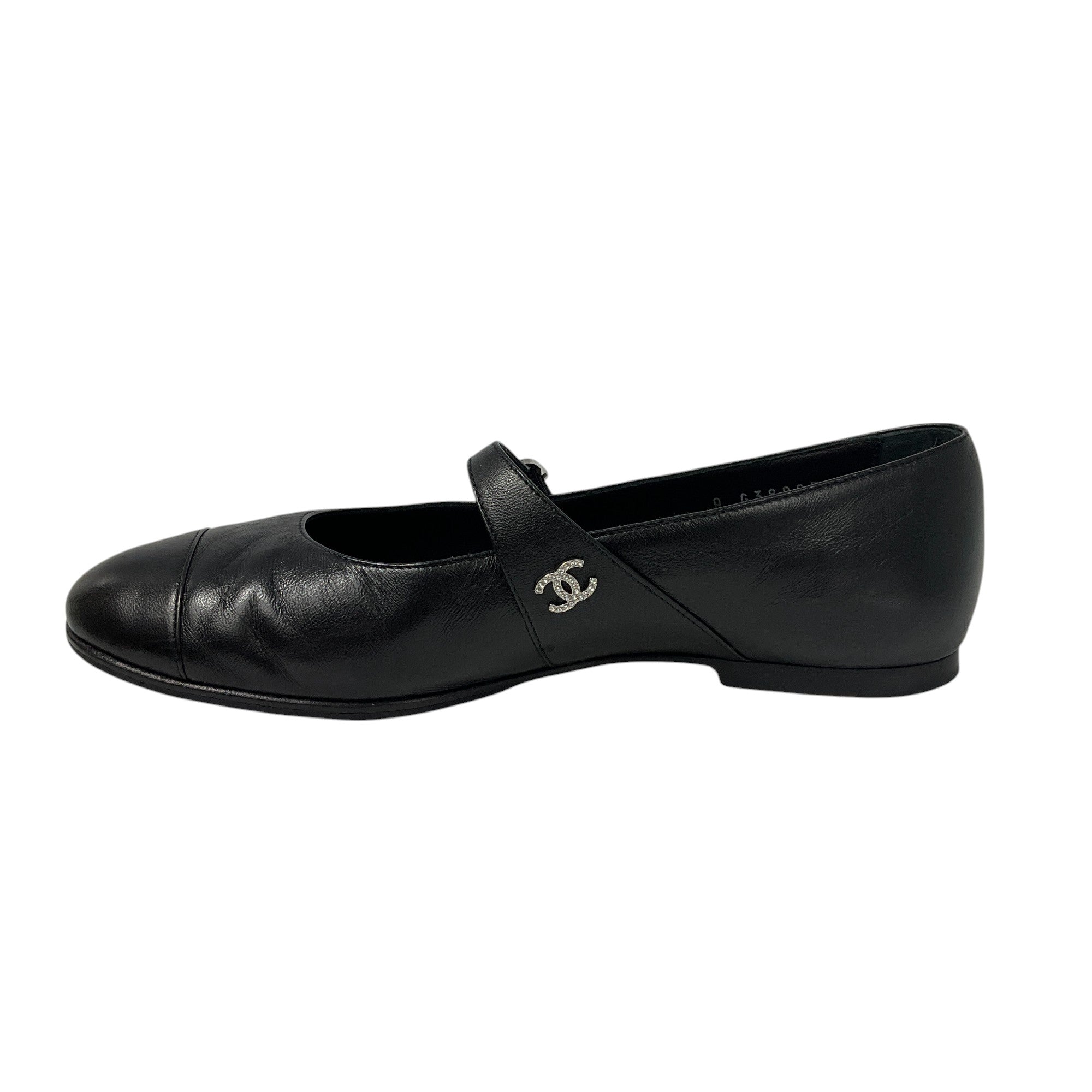 Chanel Black Lambskin Leather Mary Jane Ballet Flats