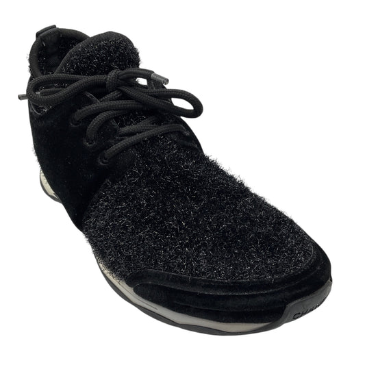 Chanel Black Velvet Trimmed Low Top Lurex Knit Sneakers