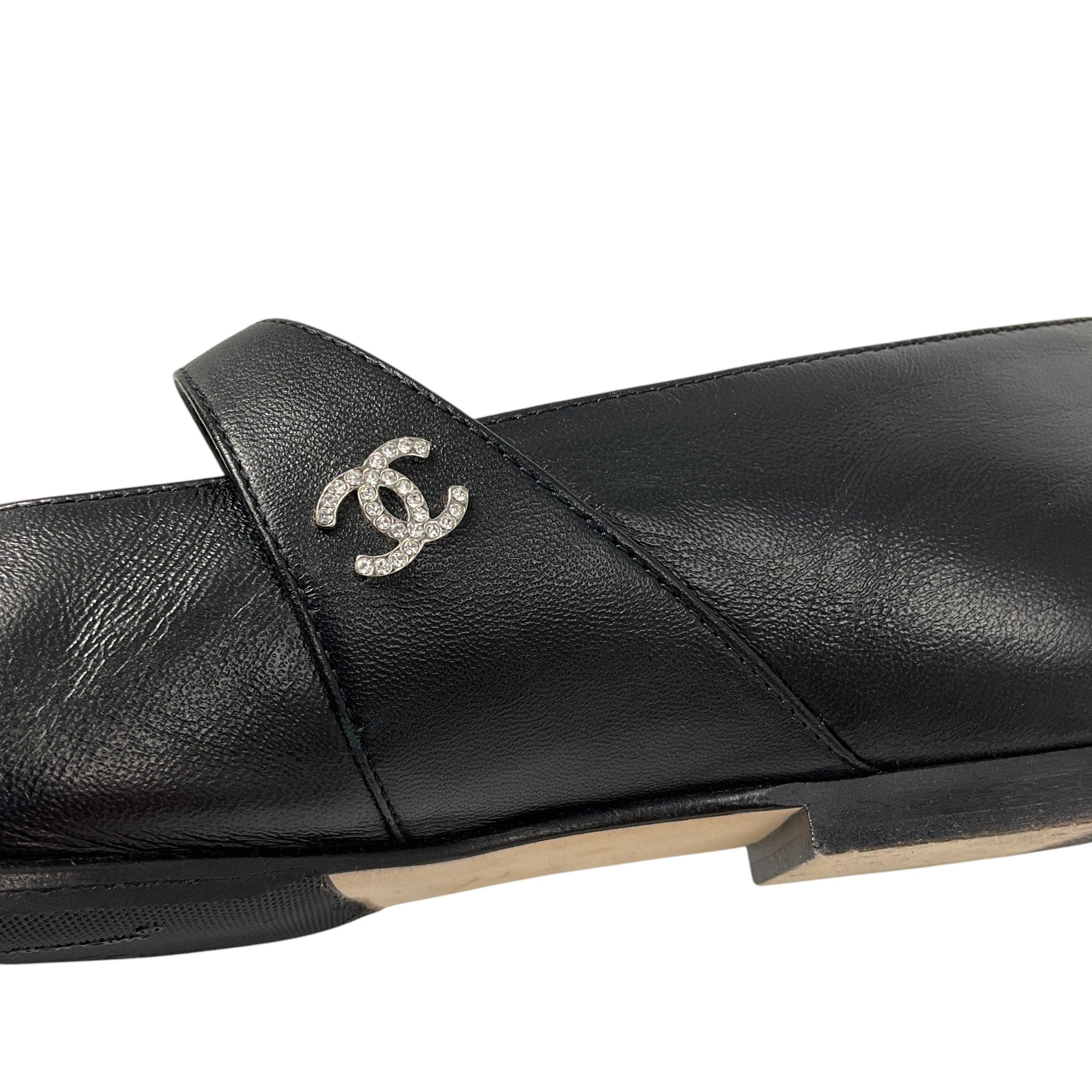 Chanel Black Lambskin Leather Mary Jane Ballet Flats