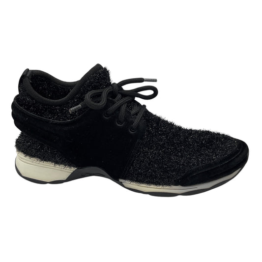 Chanel Black Velvet Trimmed Low Top Lurex Knit Sneakers
