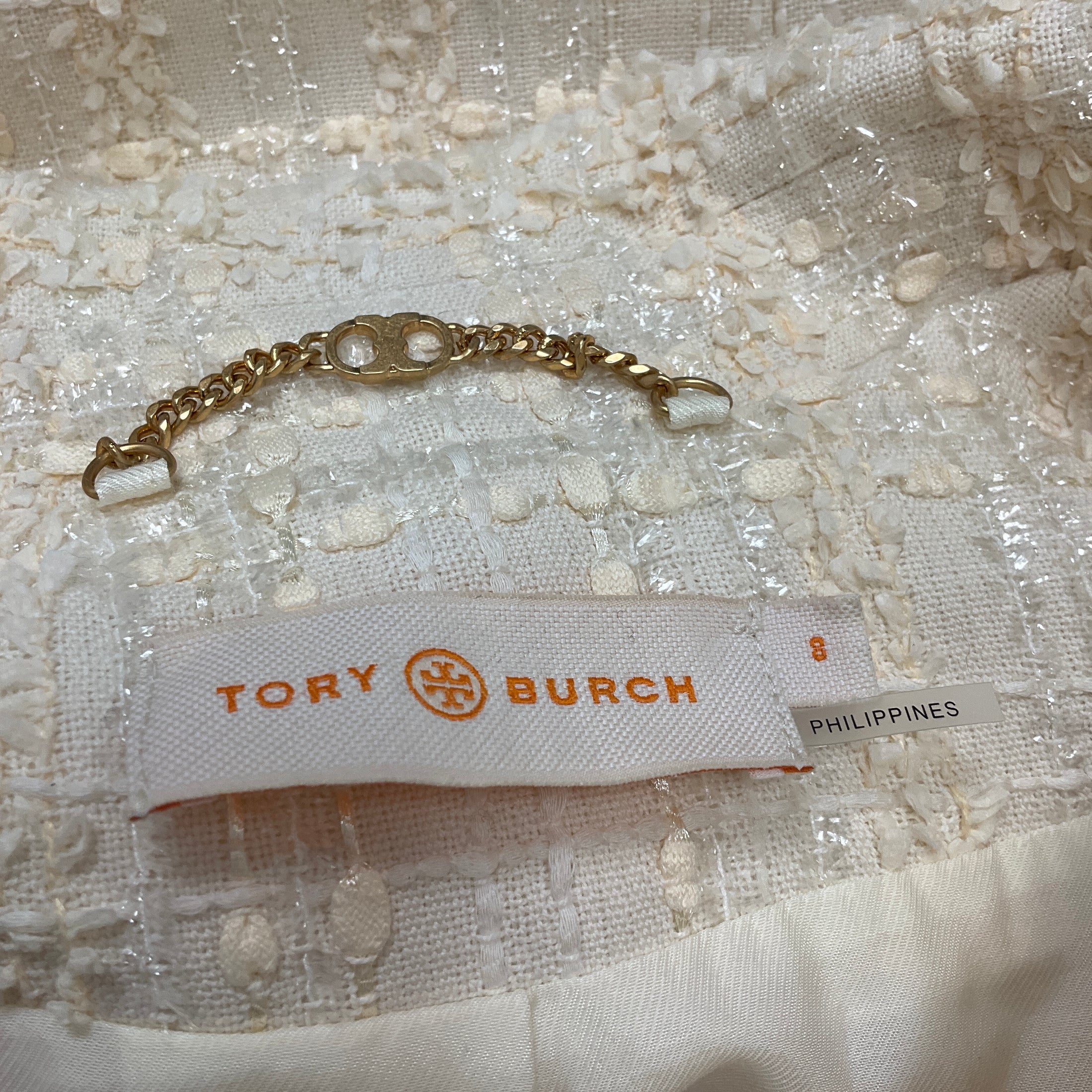 Tory Burch Ivory / Black 2021 Shimmer Boucle Tweed Jacket