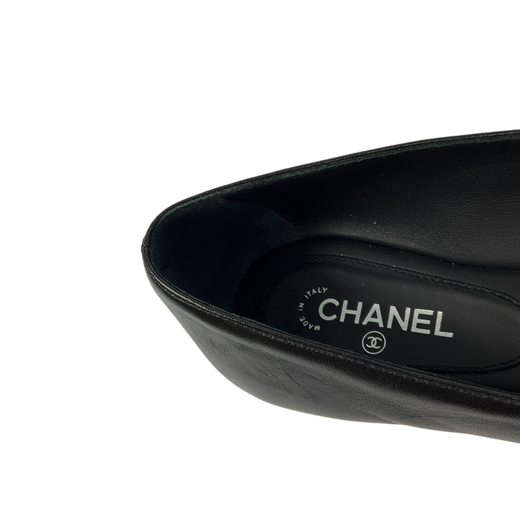 Chanel Black Lambskin Leather Mary Jane Ballet Flats