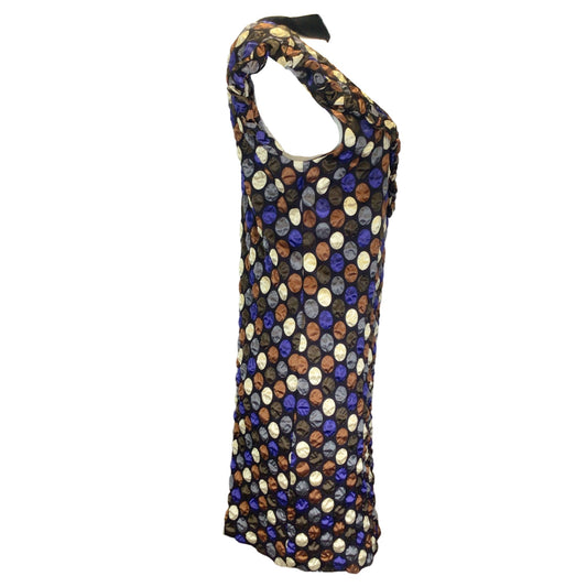 Marni Brown / Blue Multi Polka Dot Printed Crinkled Satin Dress