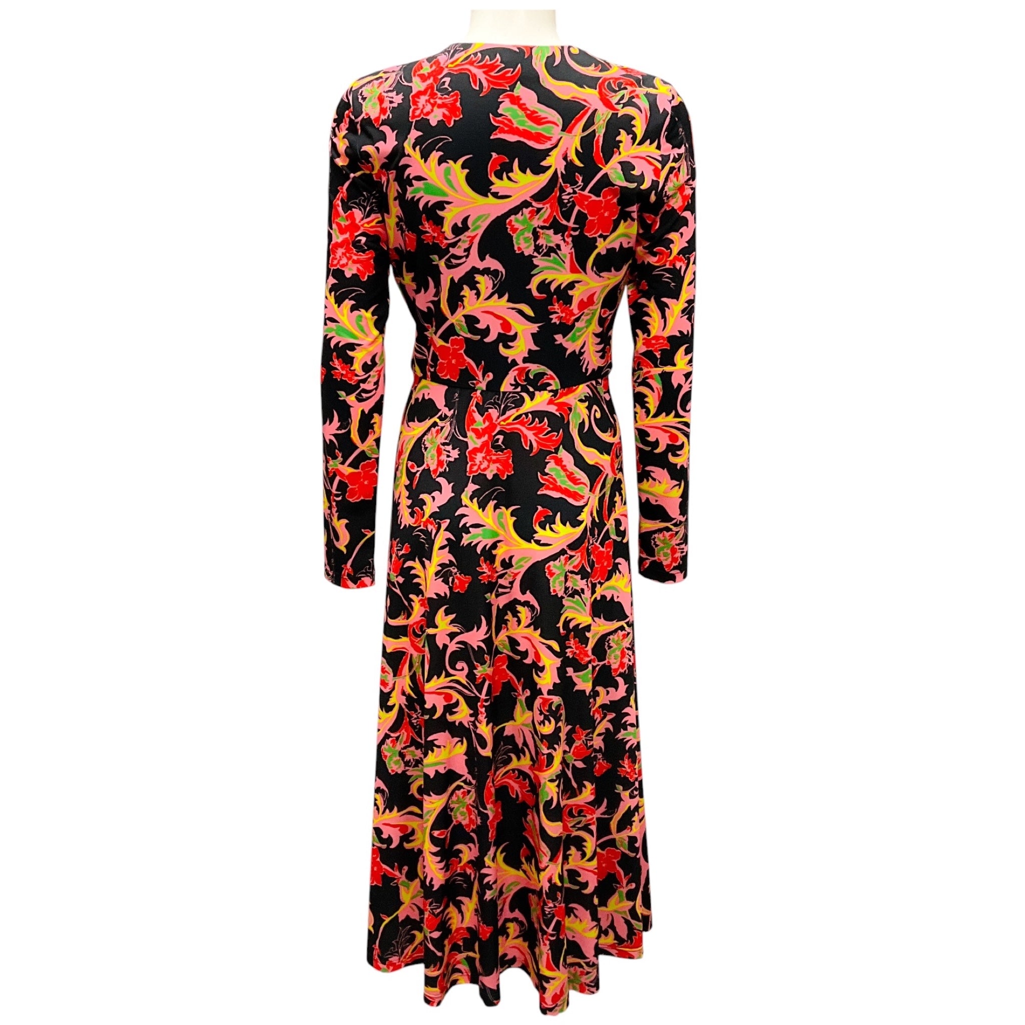Prabal Gurung Black Multi Floral Twist Front Midi Dress