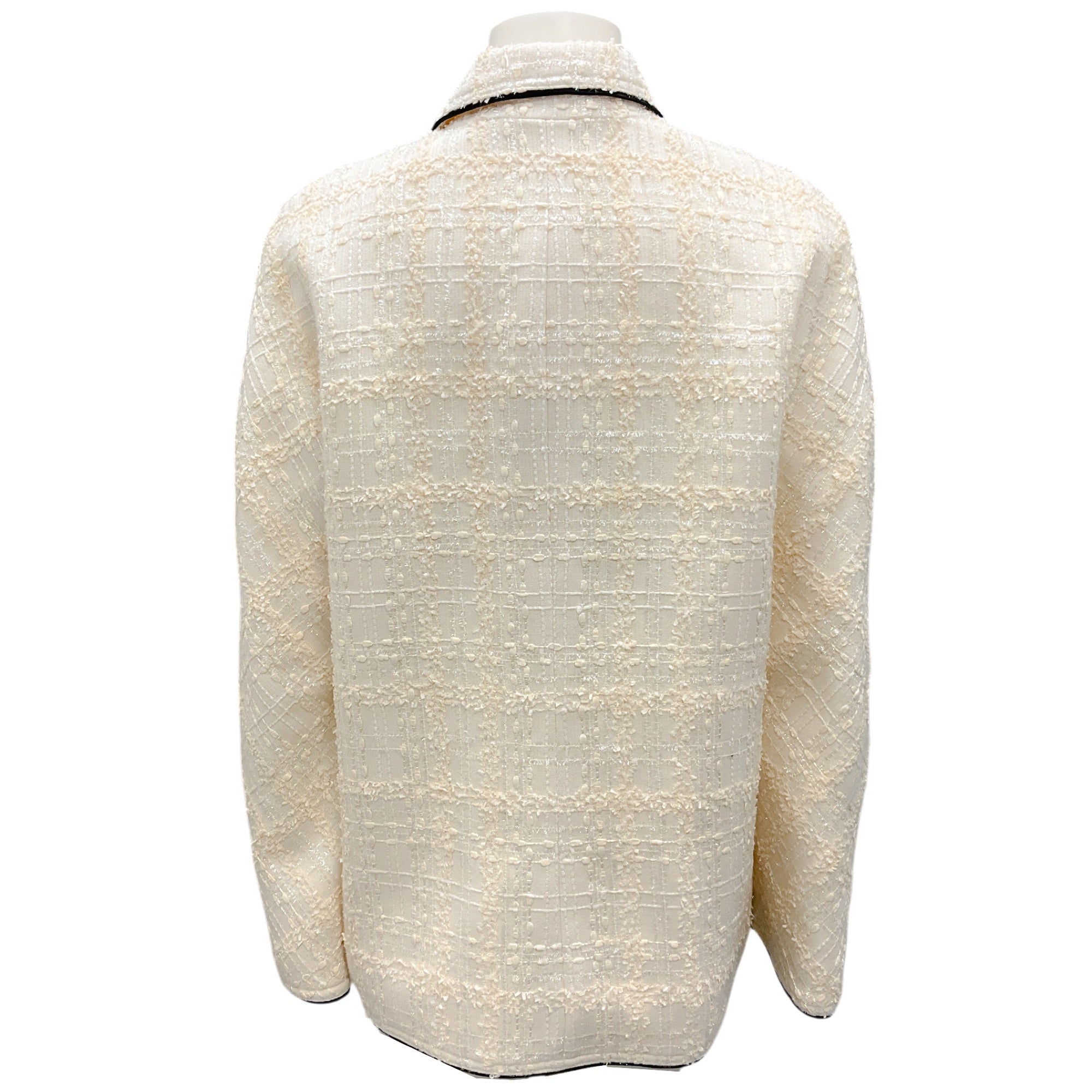 Tory Burch Ivory / Black 2021 Shimmer Boucle Tweed Jacket